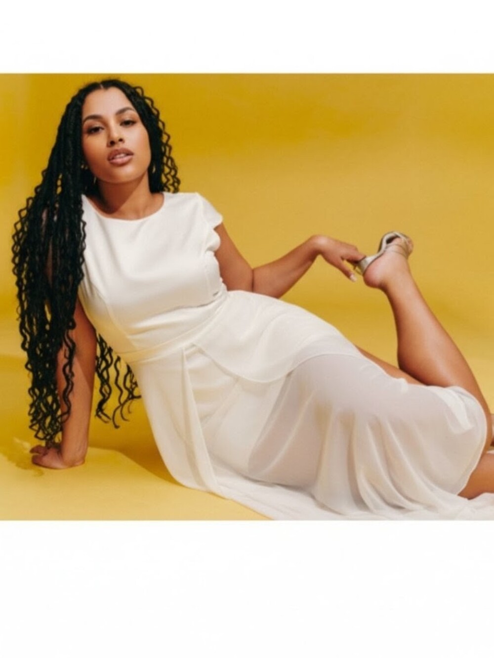 Avenue White Short Sleeve Maxi Dress with Back Zip
